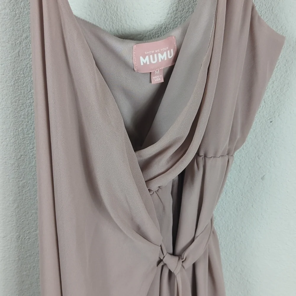 Show Me Your Mumu Liz Maxi Dress Women's Large Soft Beige Chiffon Golden 6